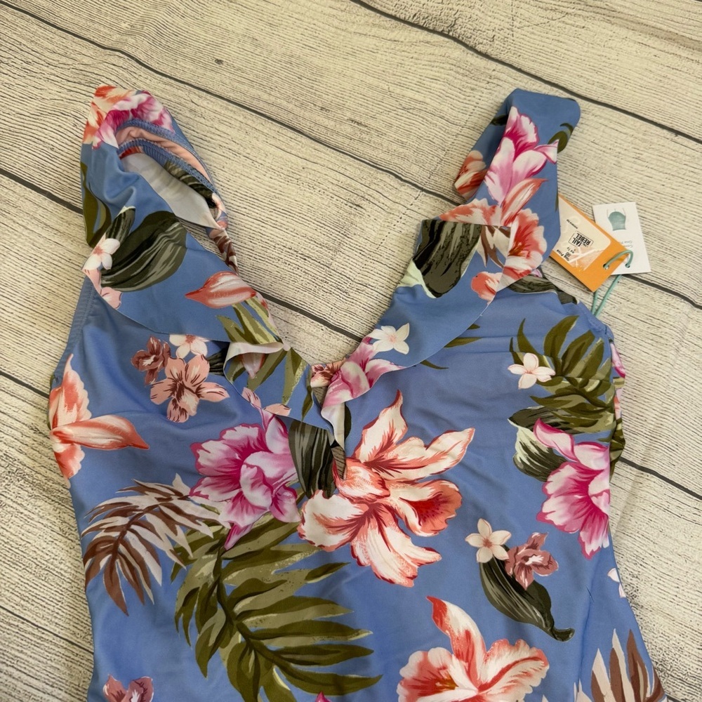 Kona Sol NWT Blue Floral One Piece Swimsuit - Picture 6 of 8